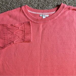 Isaac Mizrahi pullover crewneck sweater coral‎ XL textured winter knit women